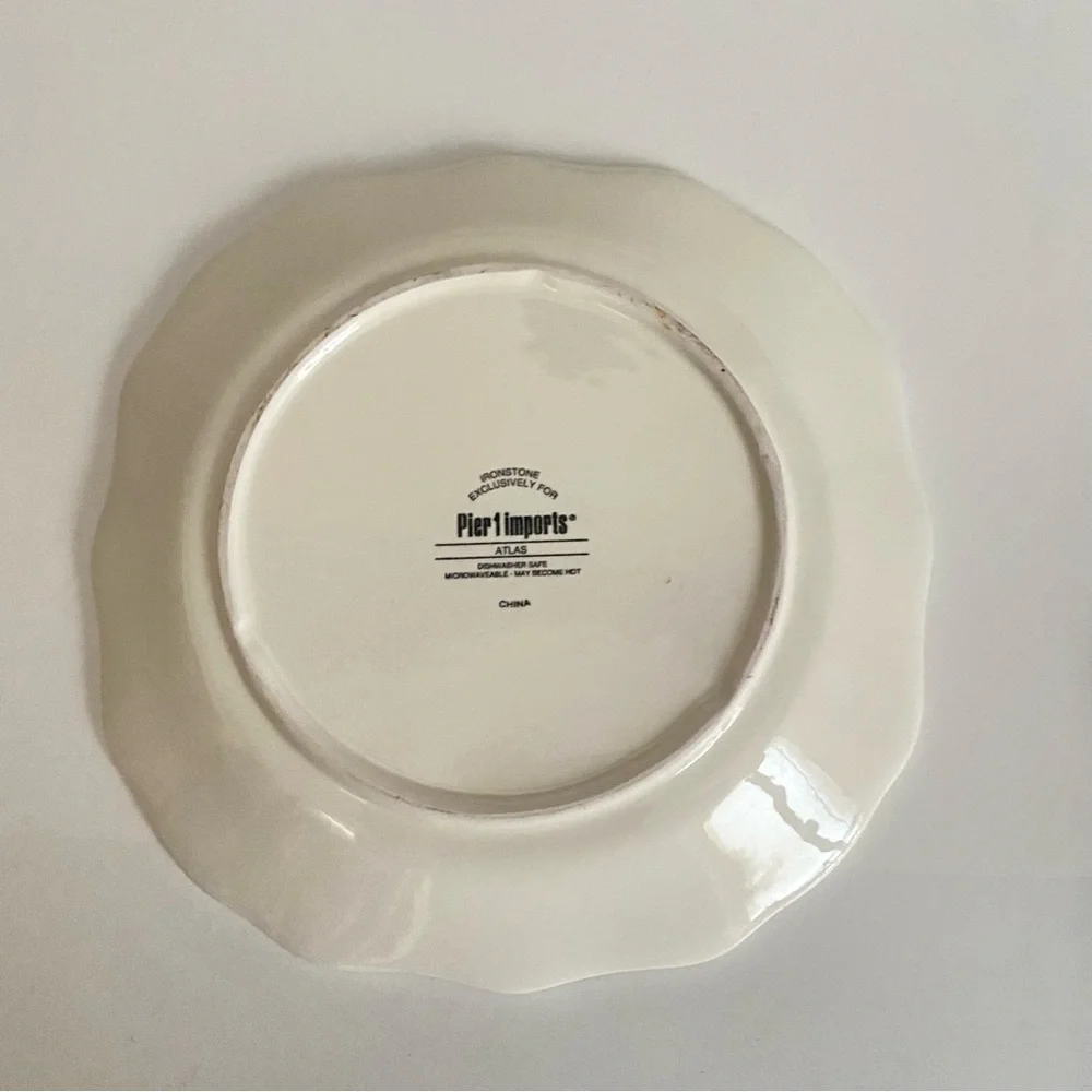 Pier 1 Imports Set of 2 Atlas Salad Plates Scalloped Edges Geometric Pattern